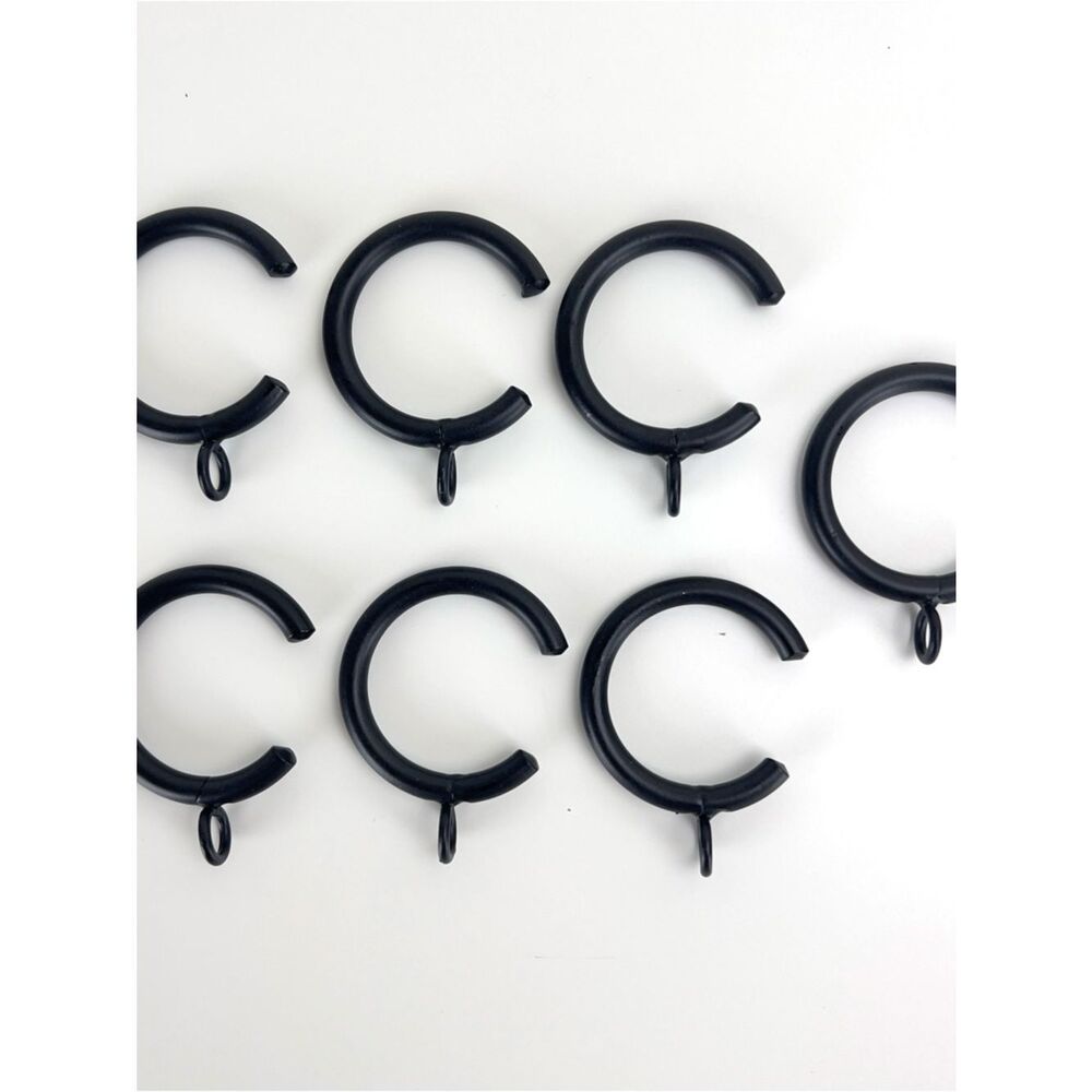 2" C BYPASS BLACK IRON drapery curtain drape ring with eyelet set of 7